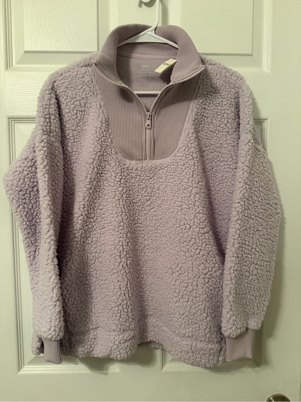 aerie Lavender Teddy Sherpa Pullover Jacket - Quarter Zip